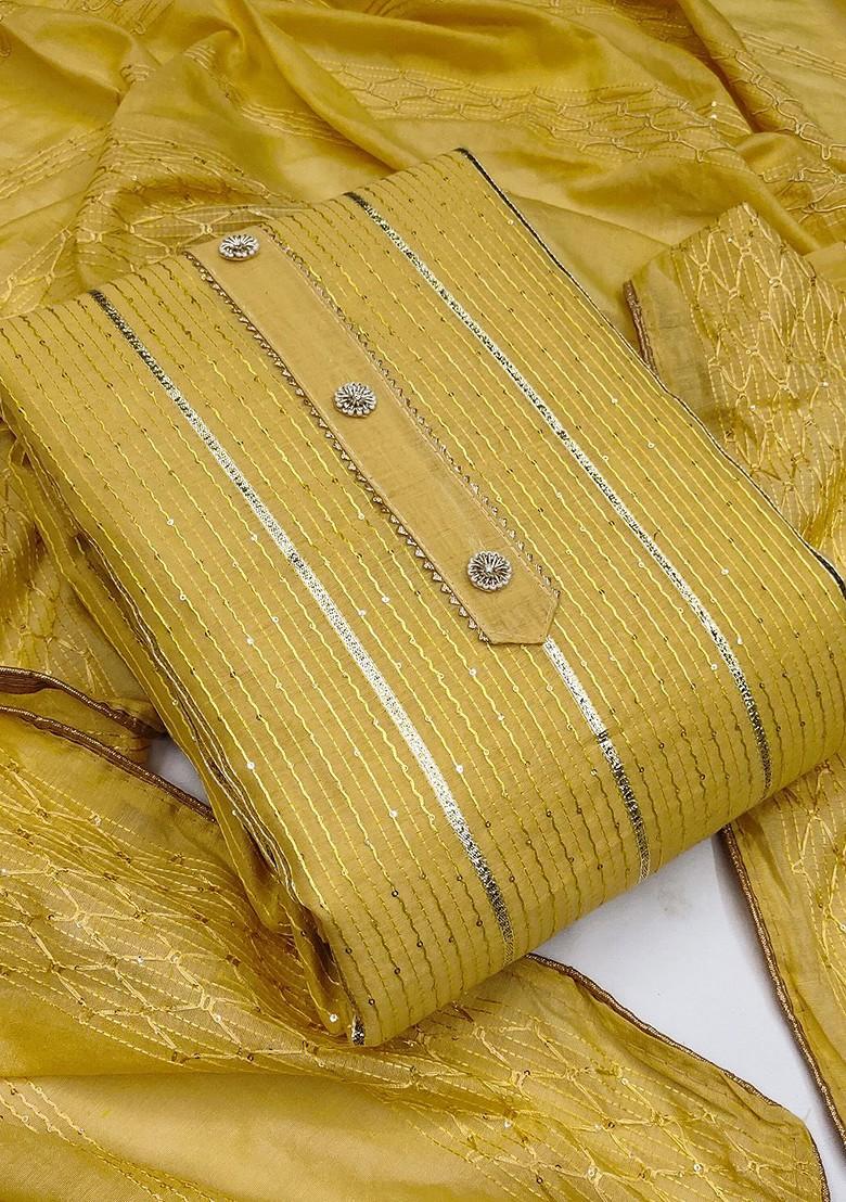 Yellow Gota Patti Poly Blend Kurta Set