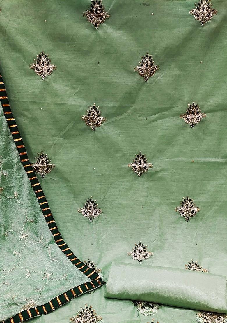 Green Ethnic Motifs Embroidered Poly Blend Kurta Set