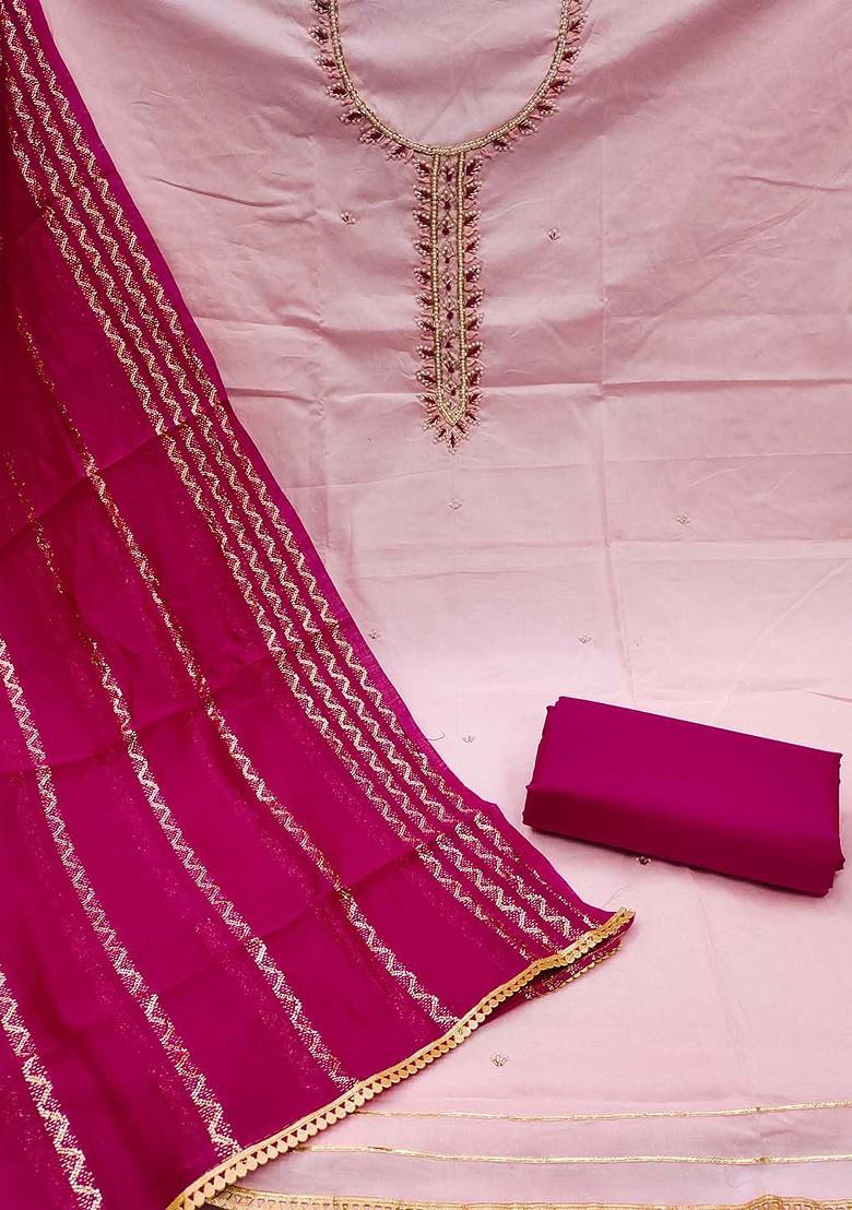 Pink Embellished Poly Blend Kurta Set