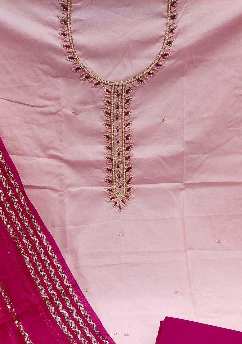 Pink Embellished Poly Blend Kurta Set