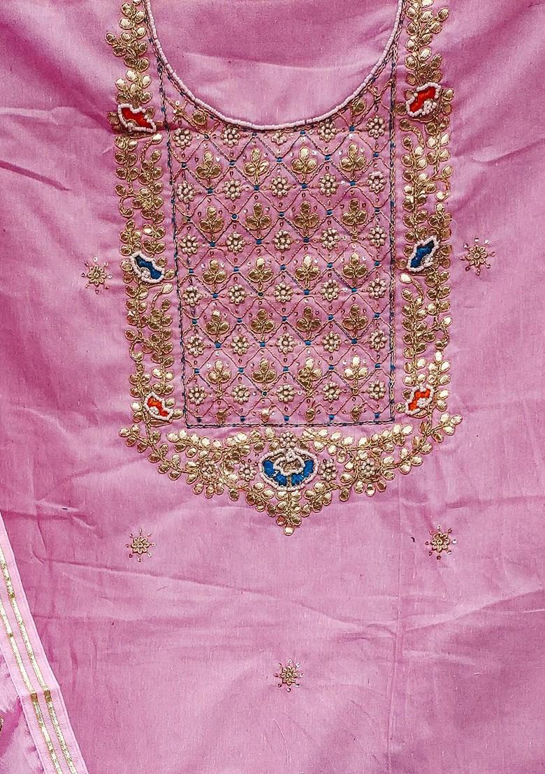 Pink Embellished Poly Blend Kurta Set