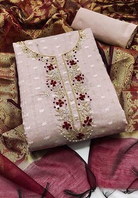 Purple Woven Poly Blend Kurta Set