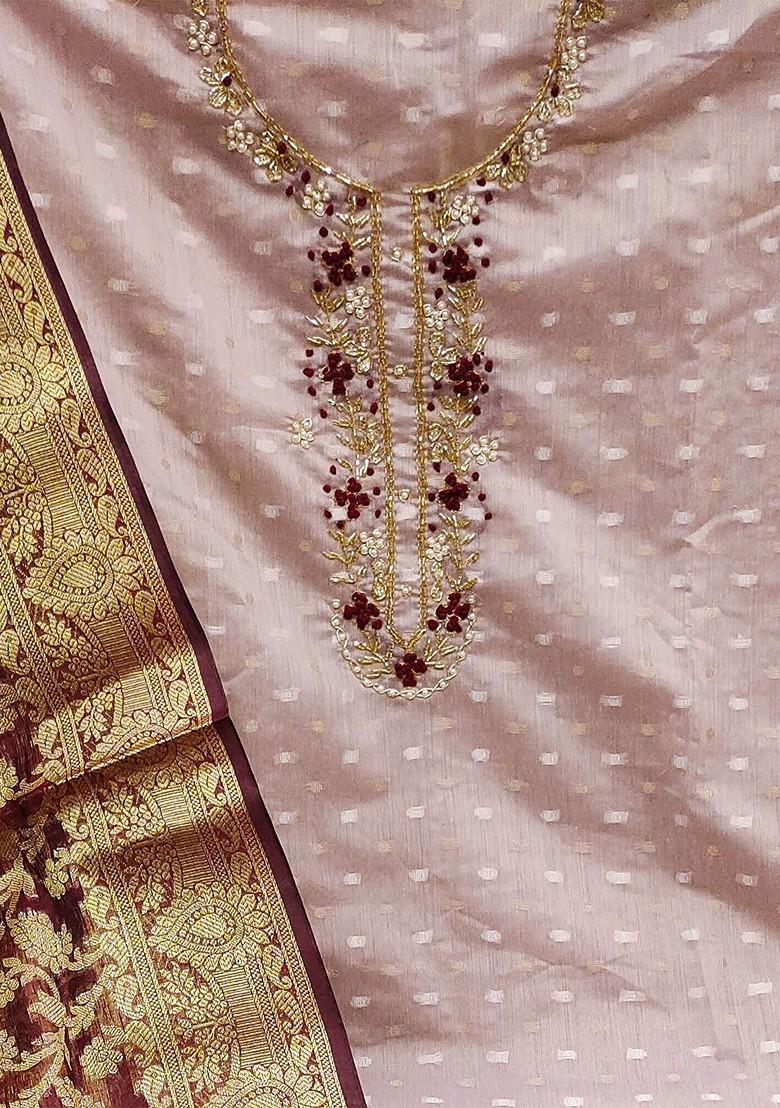 Purple Woven Poly Blend Kurta Set