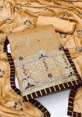 Mustard Yellow Embroidered Poly Blend Kurta Set