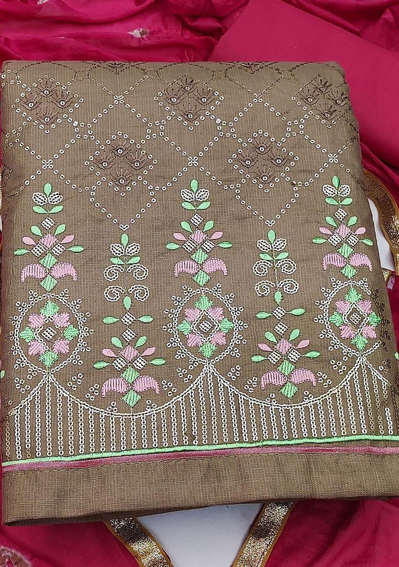 Grey Sequin Embroidered Pure Cotton Kurta Set