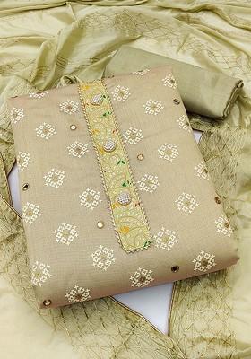 Beige Embroidered Poly Blend Kurta Set