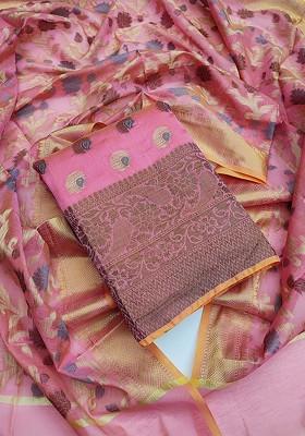Pink Woven Poly Blend Kurta Set