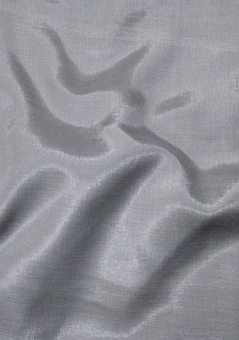 Grey Floral Embroidered Poly Blend Kurta Set