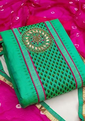 Green Floral Print Poly Blend Kurta Set