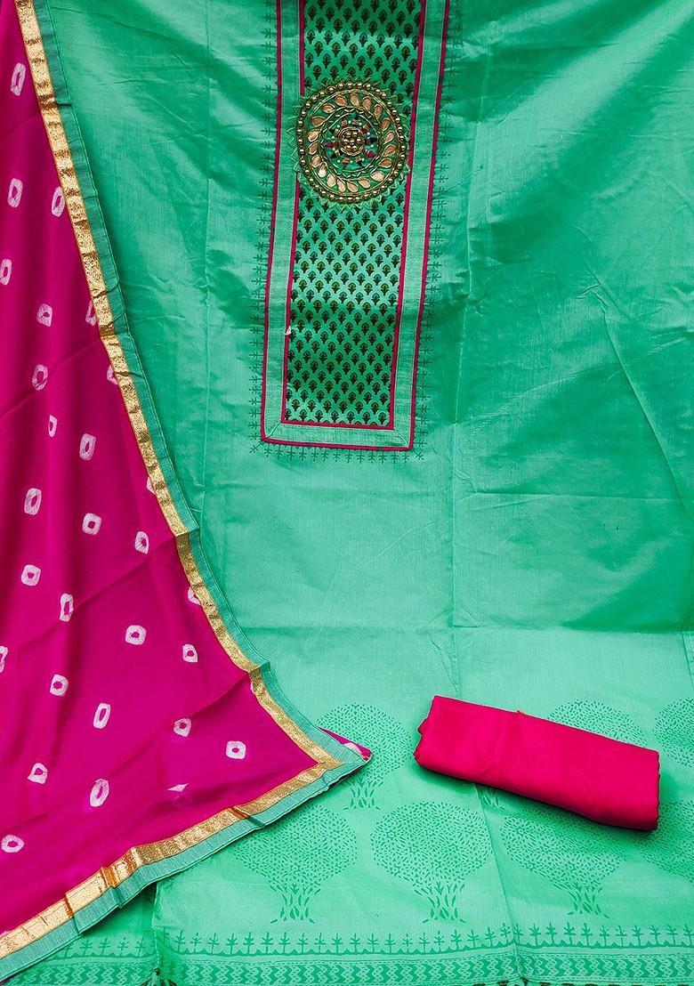 Green Floral Print Poly Blend Kurta Set