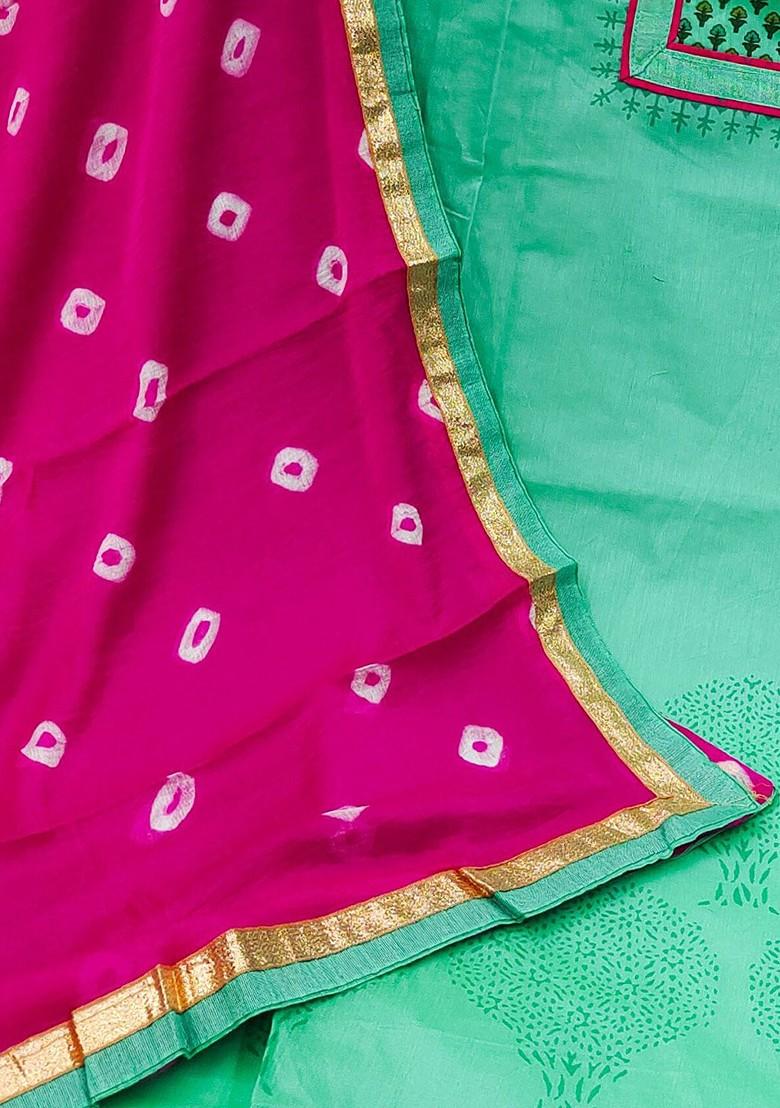 Green Floral Print Poly Blend Kurta Set