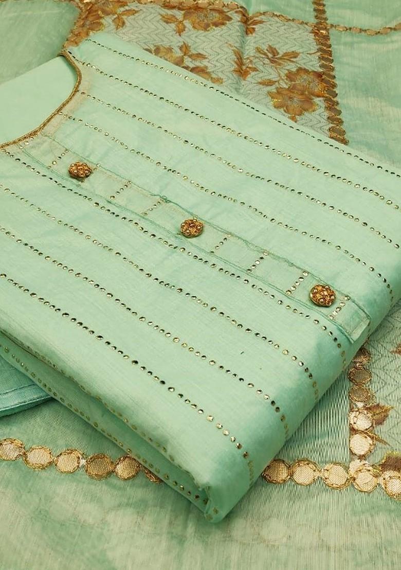 Sea Green Embellished Poly Blend Kurta Set