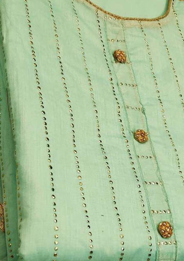 Sea Green Embellished Poly Blend Kurta Set