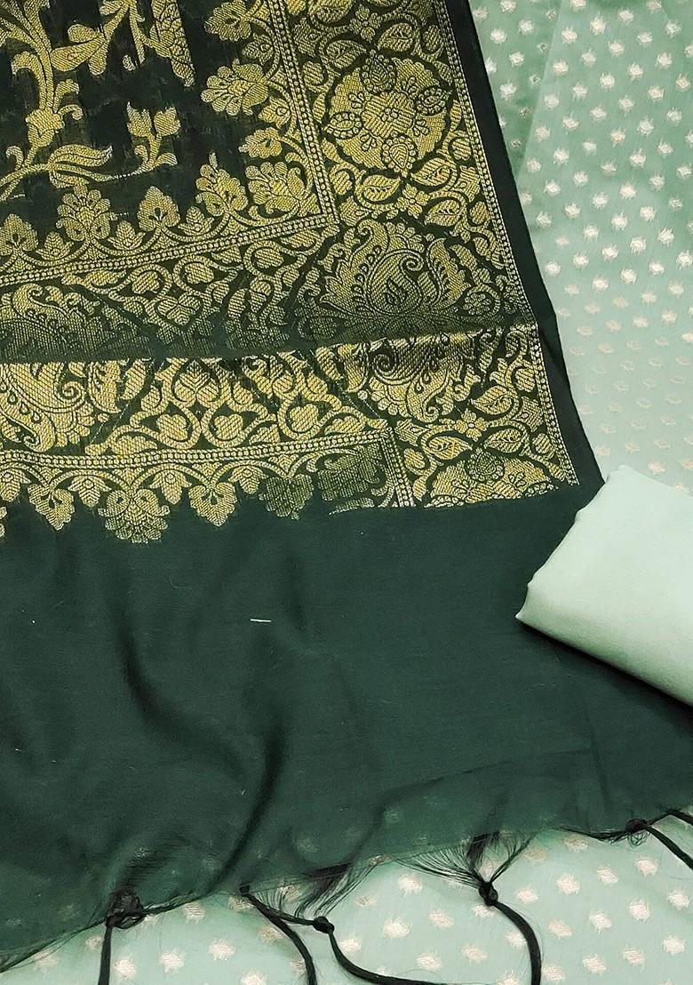 Sea Green Woven Poly Blend Kurta Set