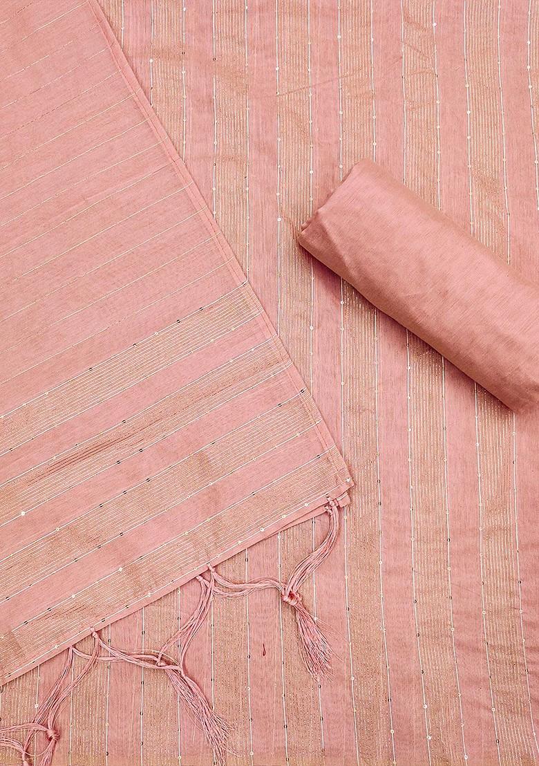 Peach Embroidered Poly Blend Kurta Set