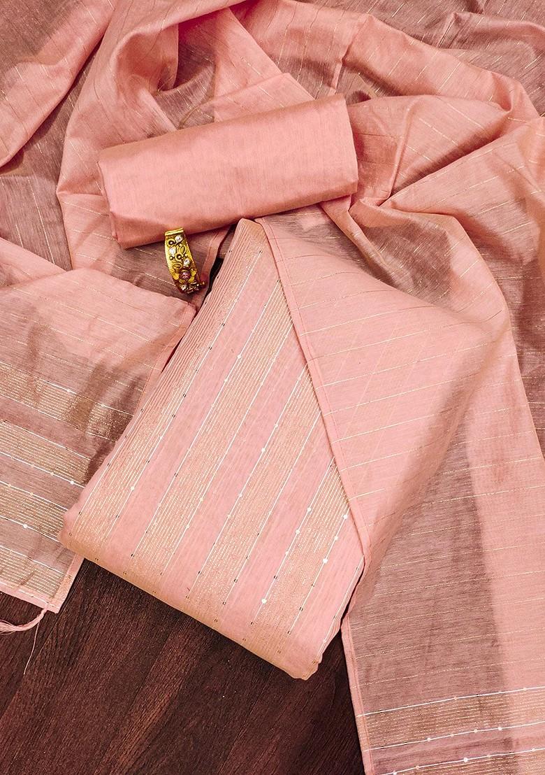 Peach Embroidered Poly Blend Kurta Set