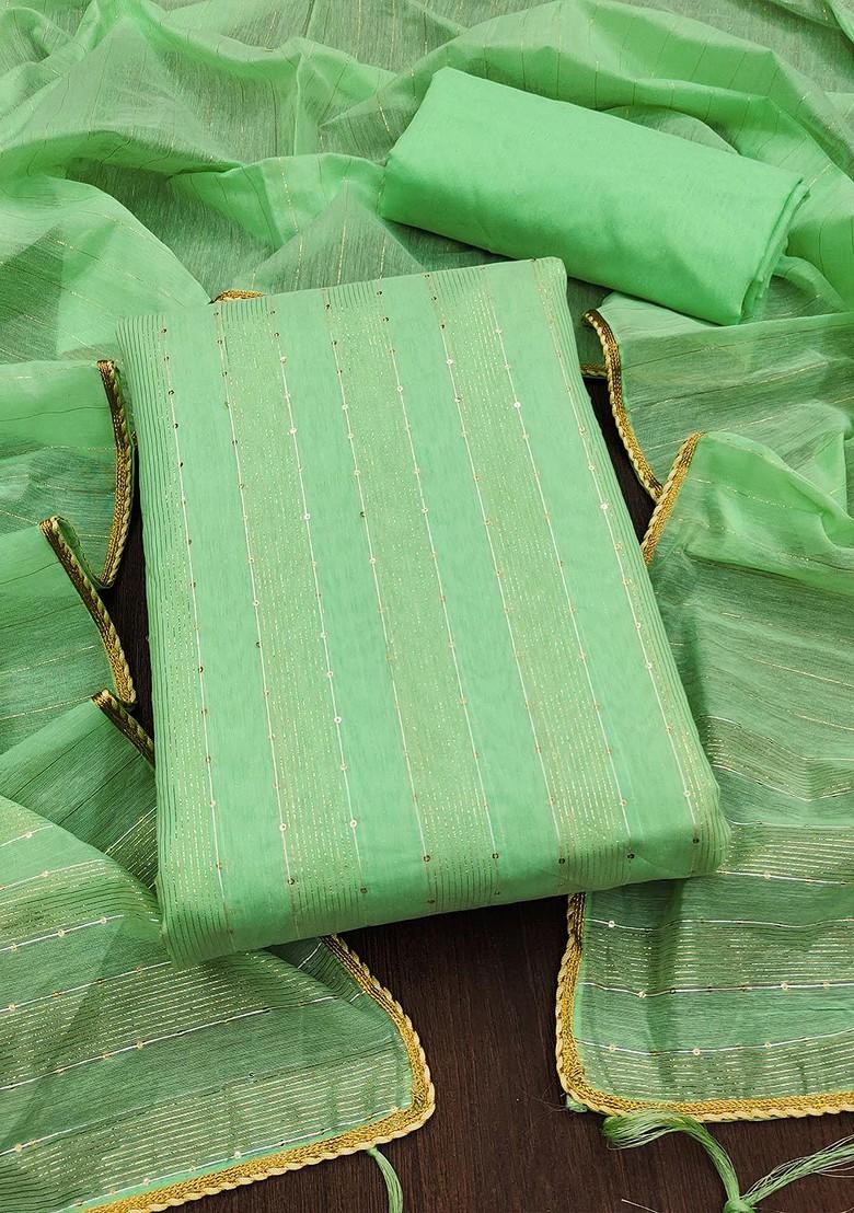 Sea Green Floral Embroidered Poly Blend Kurta Set