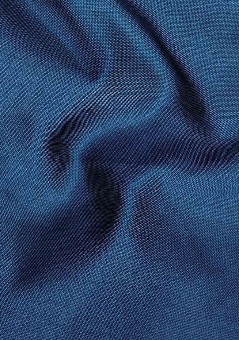 Navy Blue Ethnic Motifs Woven Poly Blend Kurta Set