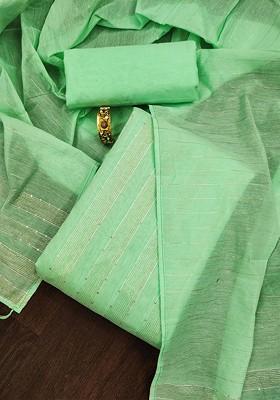 Sea Green Floral Embroidered Poly Blend Kurta Set