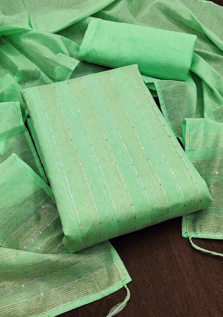 Sea Green Floral Embroidered Poly Blend Kurta Set