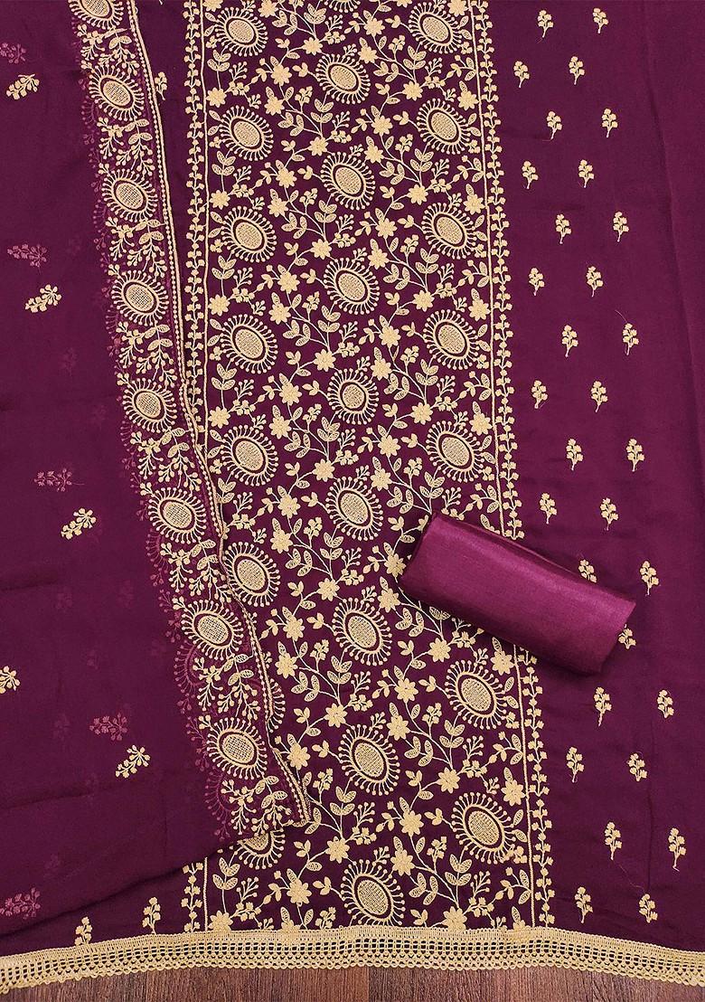 Purple Embroidered Silk Georgette Kurta Set