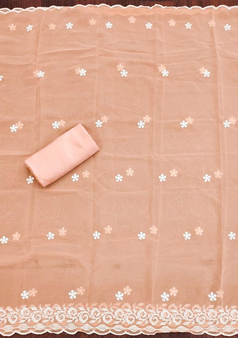 Peach Embroidered Silk Georgette Kurta Set