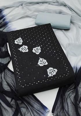 Black Embroidered Pure Cotton Kurta Set