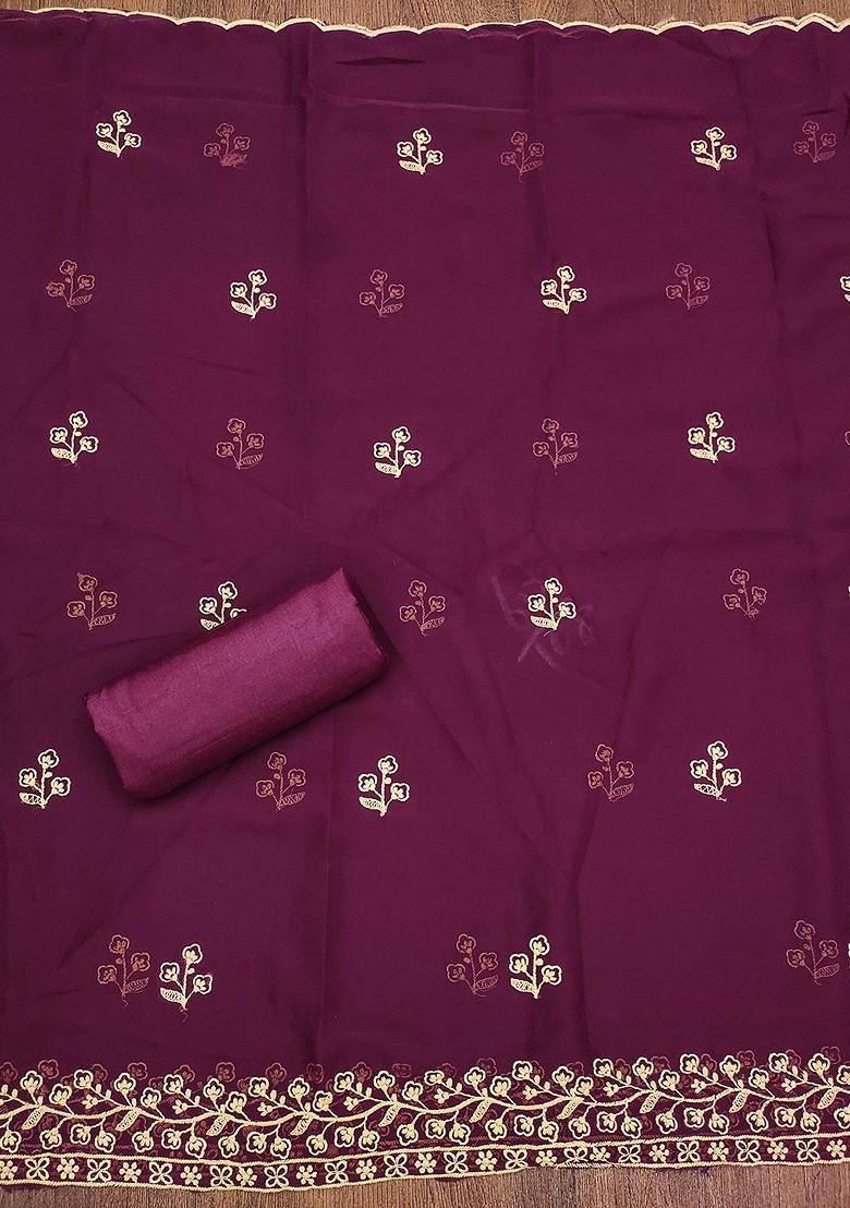 Purple Floral Embroidered Silk Georgette Kurta Set