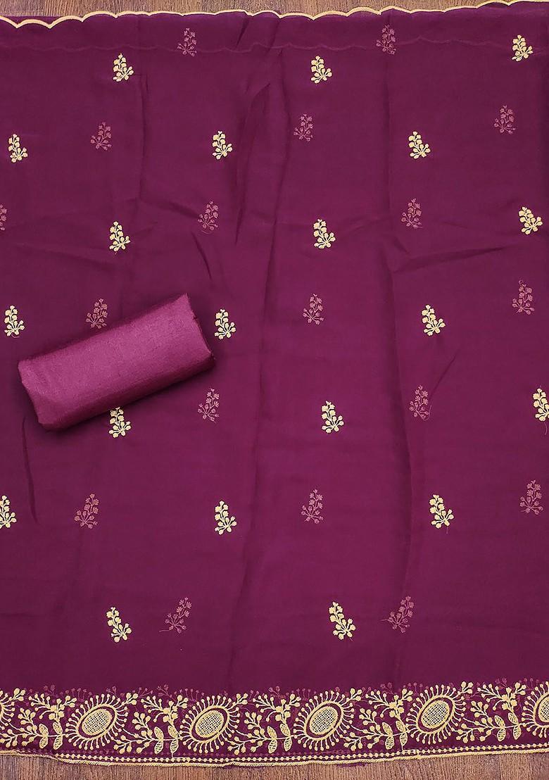Purple Floral Embroidered Silk Georgette Kurta Set