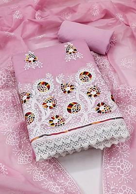 Pink Ethnic Motifs Embroidered Poly Blend Kurta Set