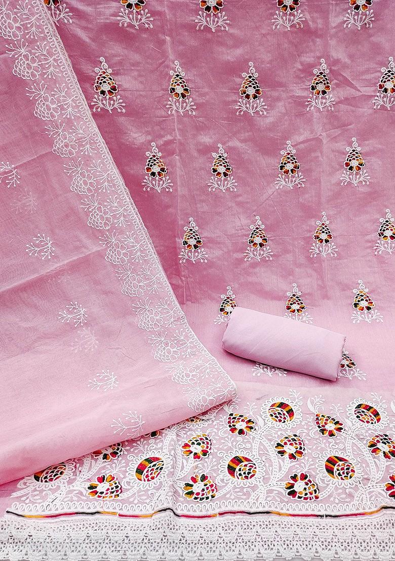 Pink Ethnic Motifs Embroidered Poly Blend Kurta Set