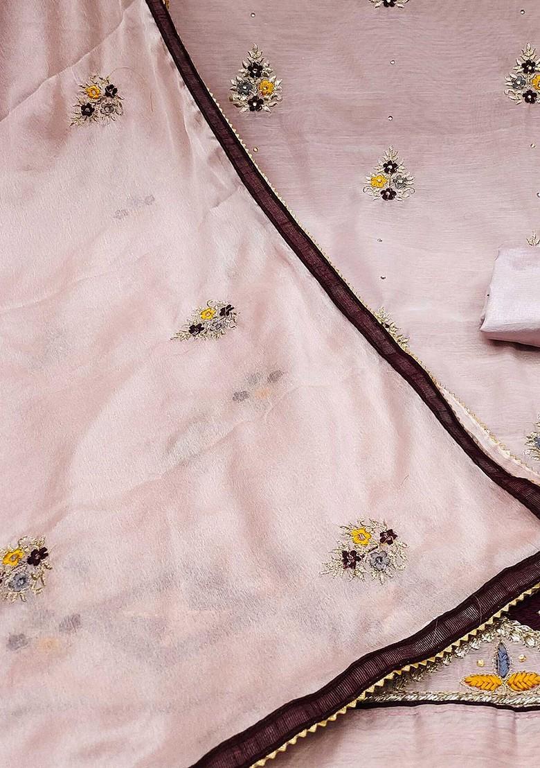 Pink Ethnic Motifs Embroidered Poly Blend Kurta Set