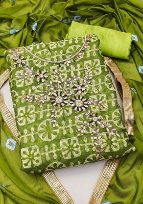 Green Floral Print Pure Cotton Kurta Set