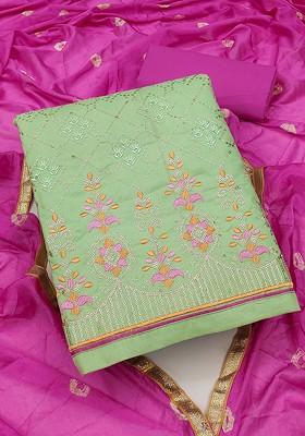 Sea Green Sequin Embroidered Pure Cotton Kurta Set