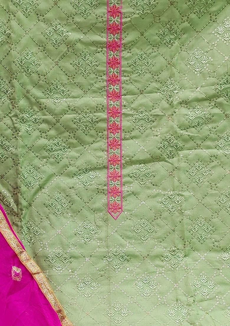 Sea Green Sequin Embroidered Pure Cotton Kurta Set