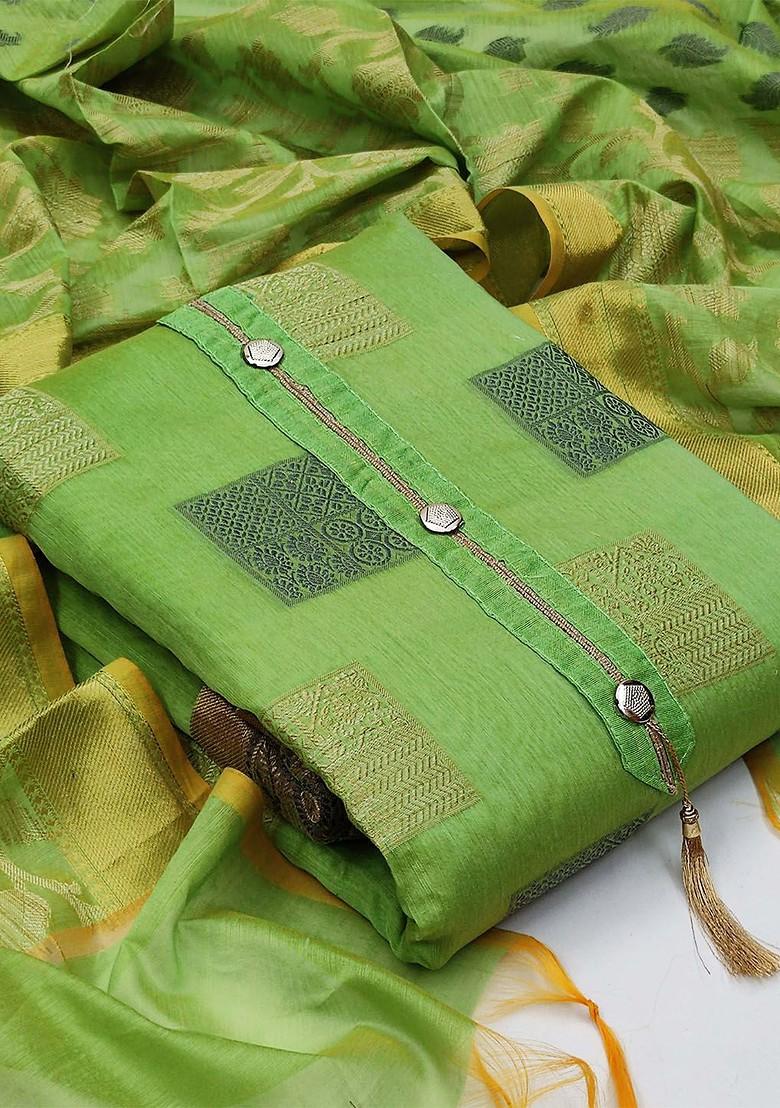 Green Geometric Print Poly Blend Kurta Set