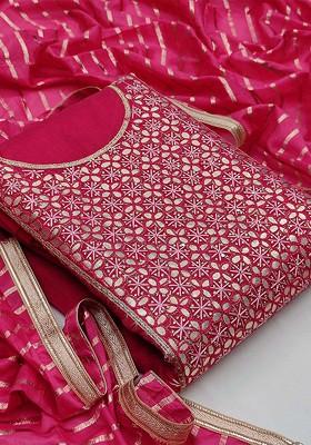 Pink Embellished Poly Blend Kurta Set