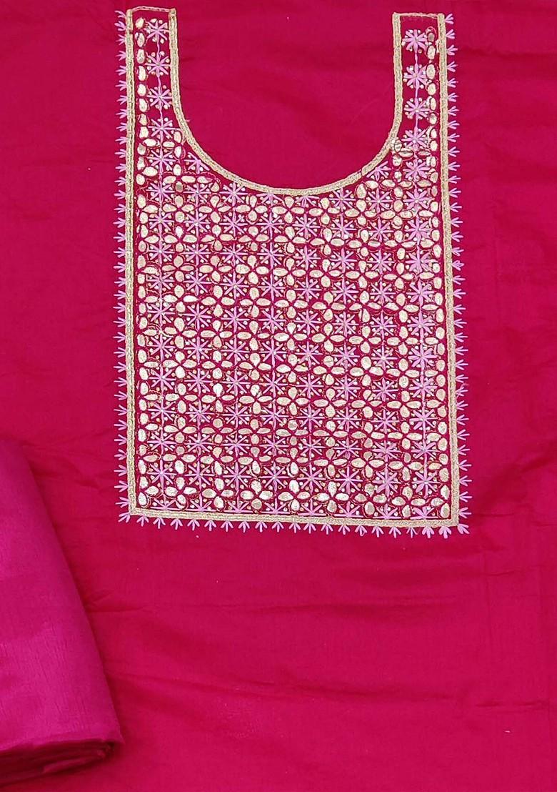Pink Embellished Poly Blend Kurta Set