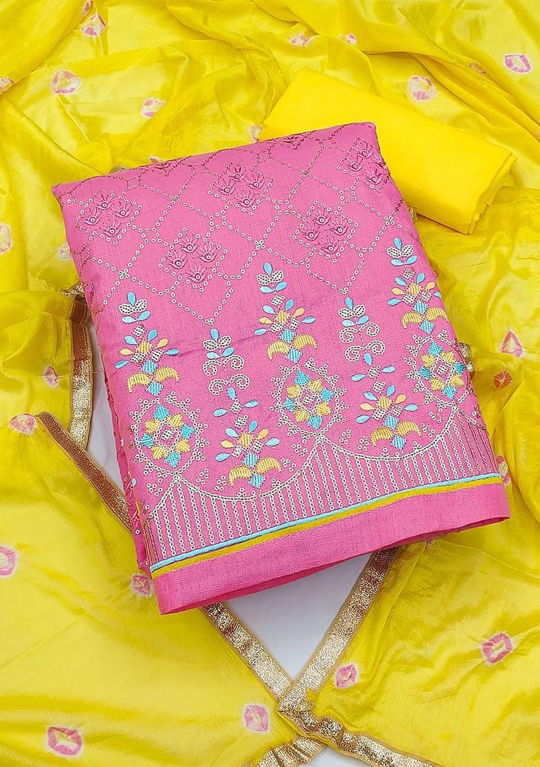 Pink Sequin Embroidered Pure Cotton Kurta Set