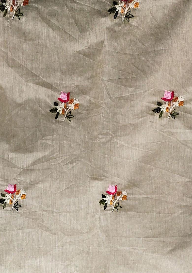 Green Floral Embroidered Poly Blend Kurta Set