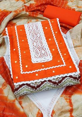 Orange Printed Pure Cotton Kurta Set