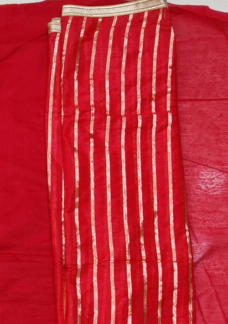 Red Ethnic Motifs Embroidered Poly Blend Kurta Set