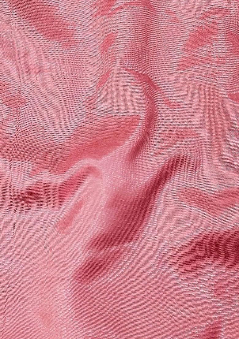 Pink Ethnic Motifs Embroidered Poly Blend Kurta Set