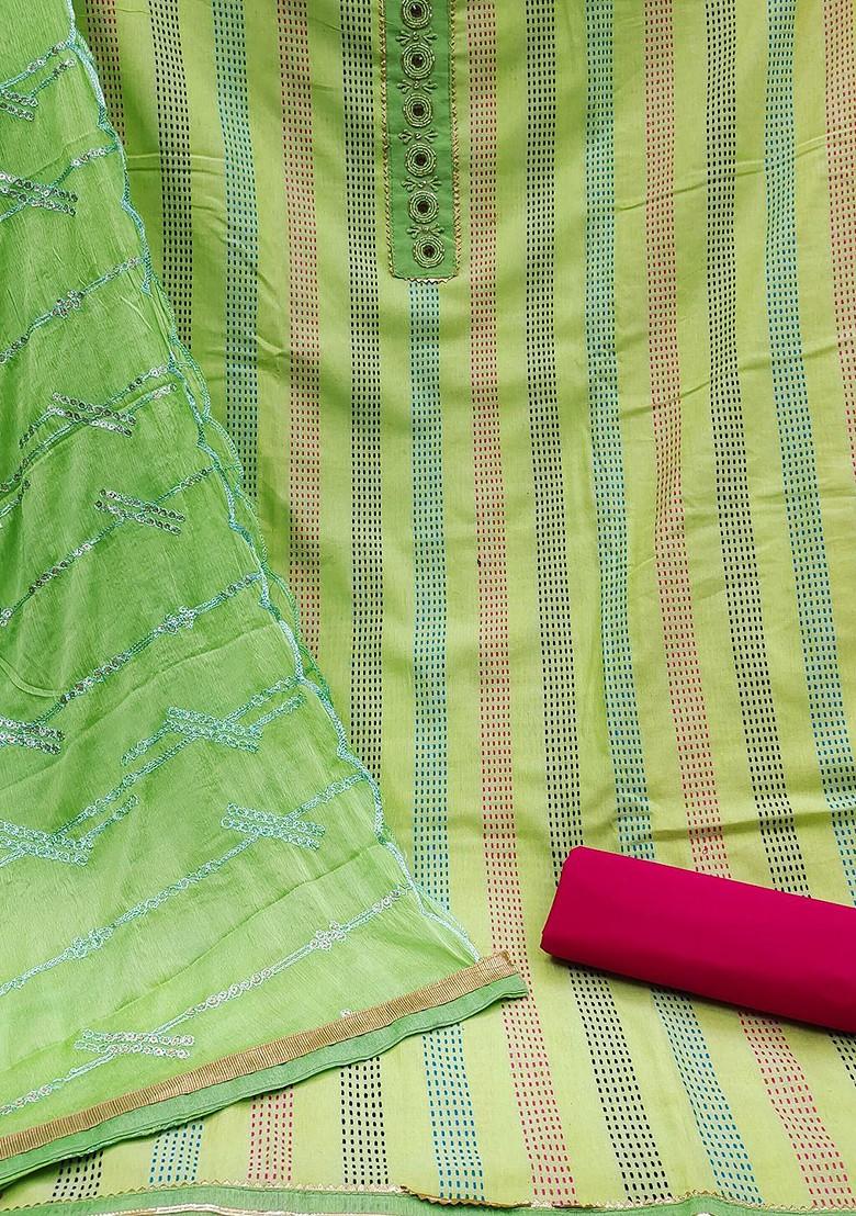 Green Embroidered Pure Cotton Kurta Set