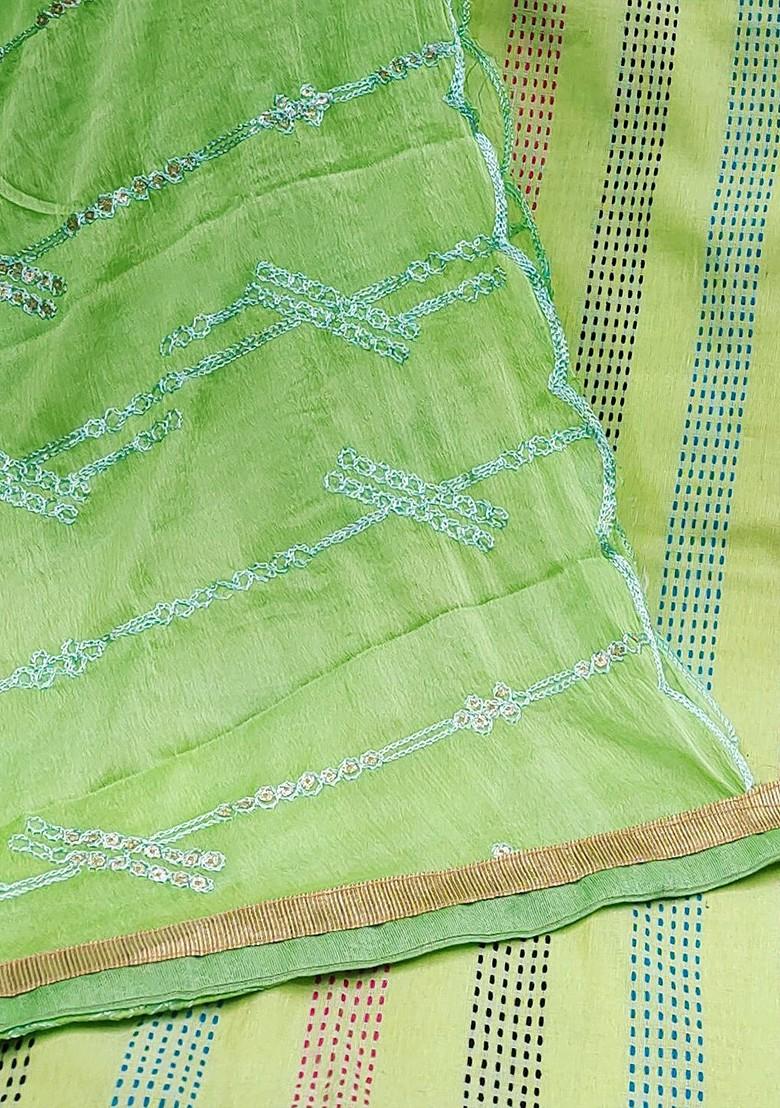 Green Embroidered Pure Cotton Kurta Set
