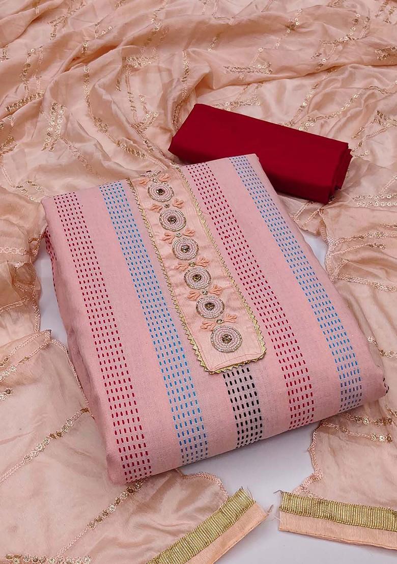Pink Embroidered Pure Cotton Kurta Set