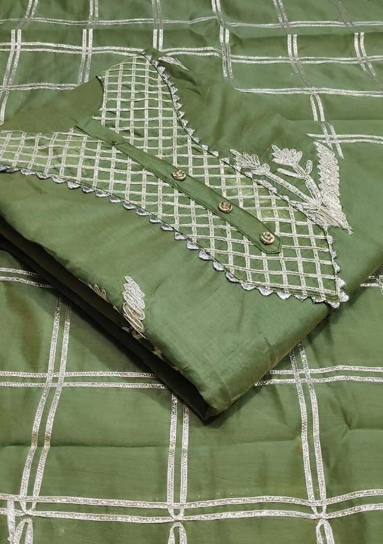 Green Embellished Poly Blend Kurta Set