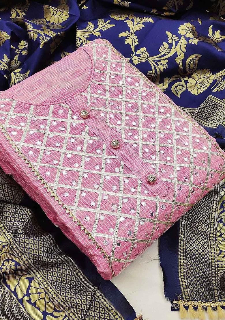 Pink Embellished Pure Cotton Kurta Set
