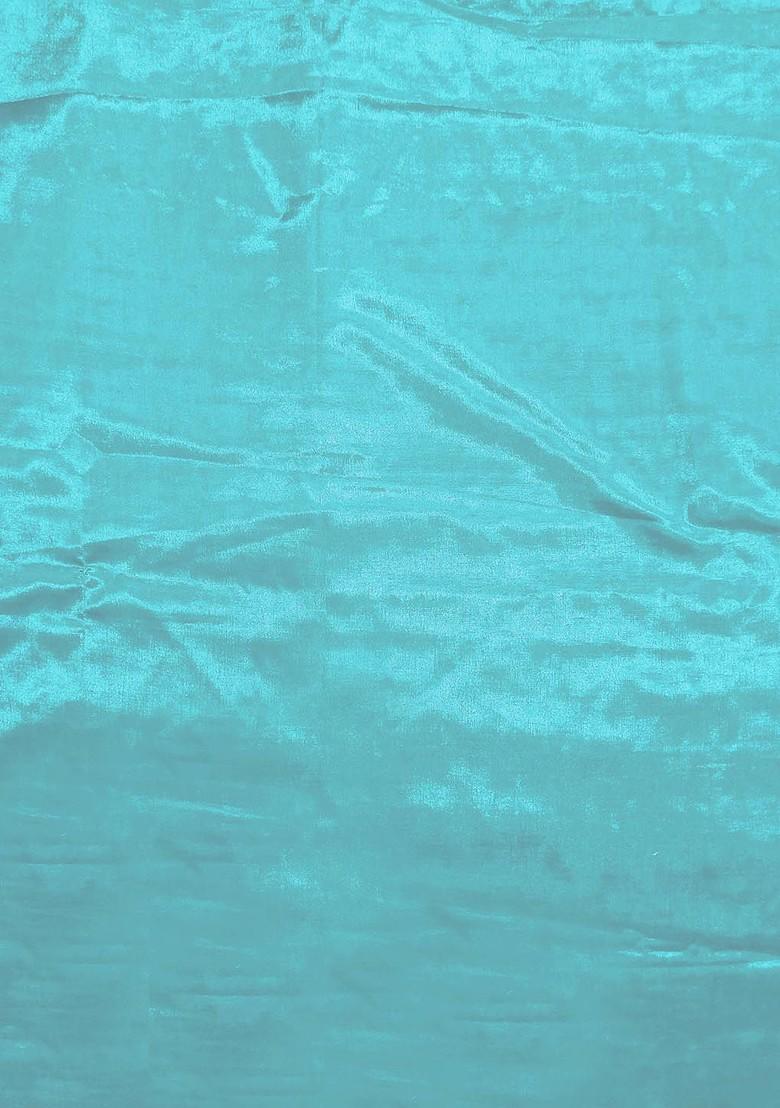 Turquoise Blue Ethnic Motifs Woven Banarasi Jacquard Kurta Set