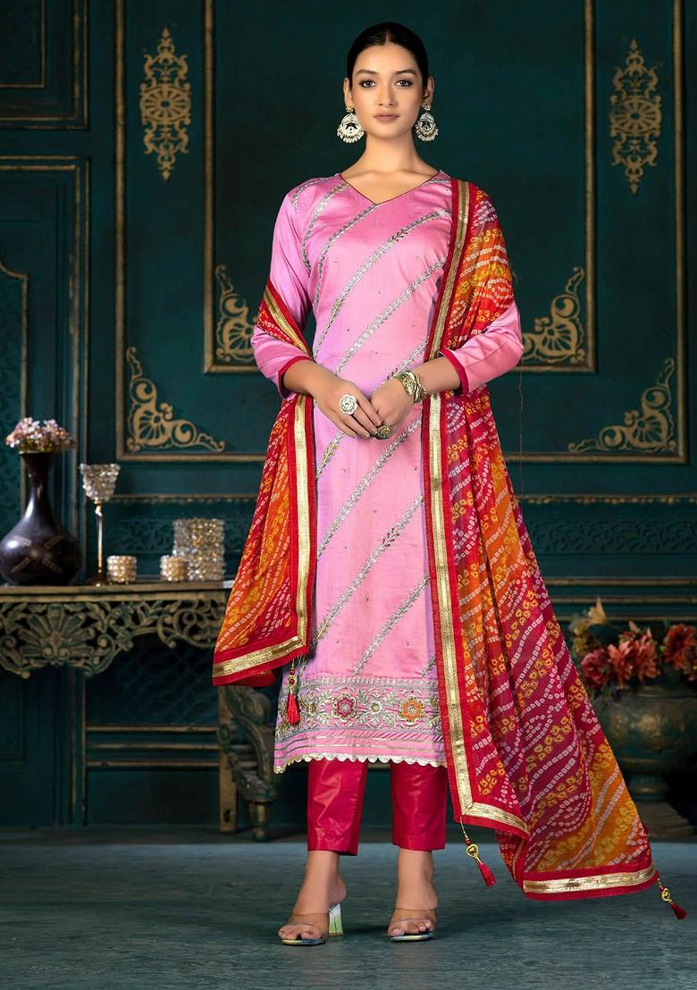 Pink Ethnic Motifs Embroidered Pure Cotton Kurta Set
